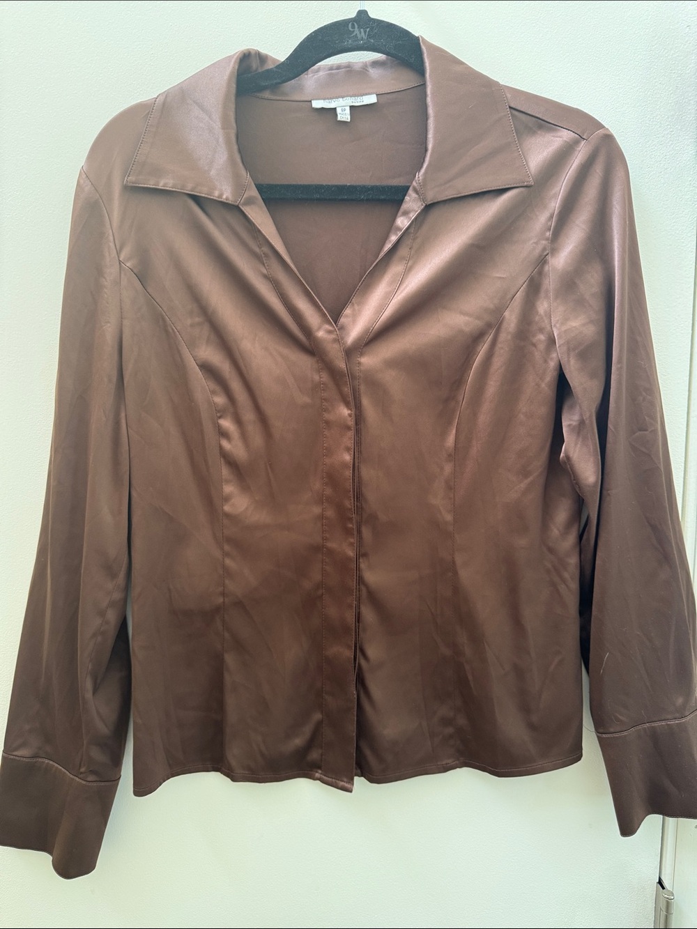 Harve Bernard Chocolate Button-Front Top